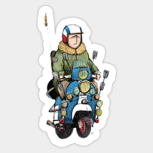 Retro Scooter, Classic Scooter, Scooterist, Scootering, Scooter Rider, Mod Art Sticker